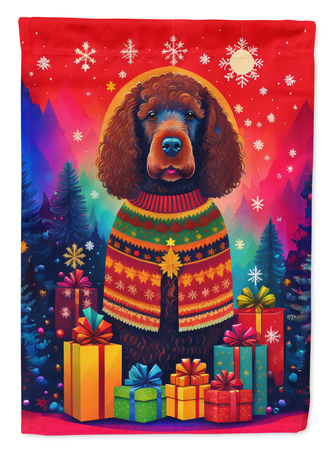 Buy this Irish Water Spaniel Holiday Christmas House Flag