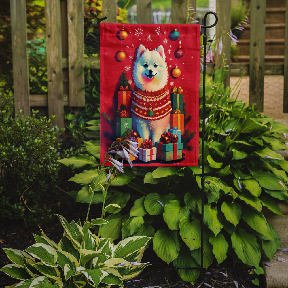 Japanese Spitz Holiday Christmas Garden Flag