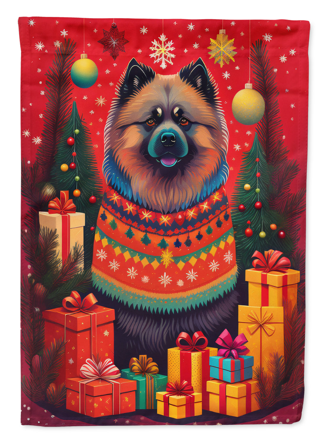 Buy this Keeshond Holiday Christmas House Flag