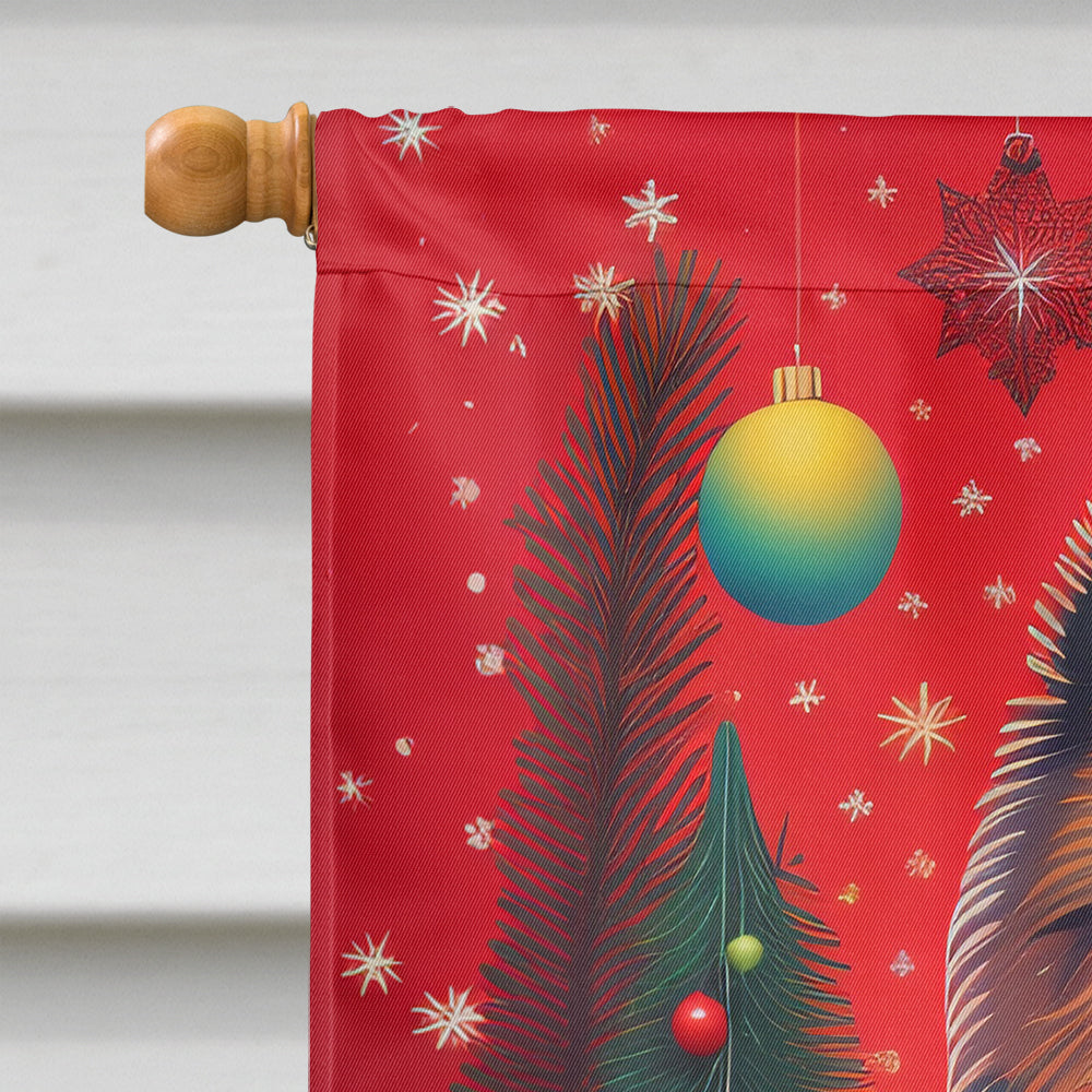 Keeshond Holiday Christmas House Flag