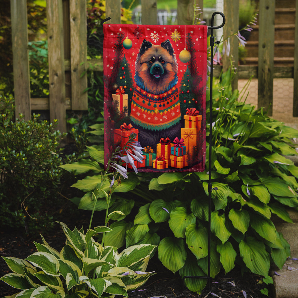 Keeshond Holiday Christmas Garden Flag