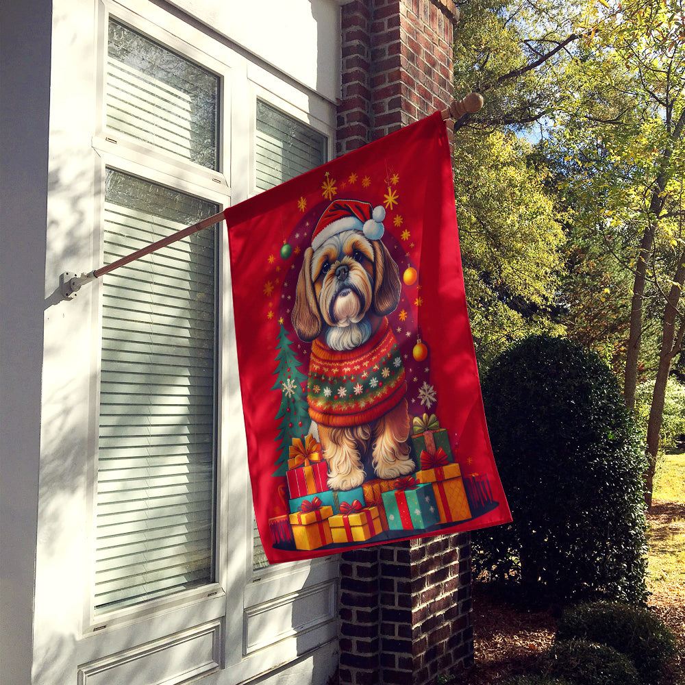 Lhasa Apso Holiday Christmas House Flag