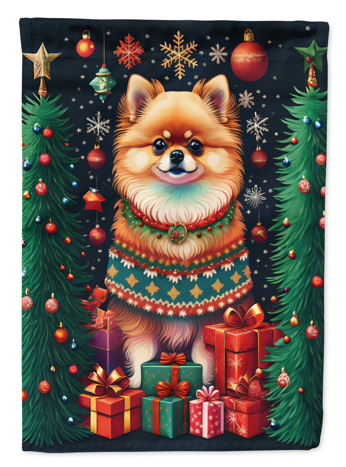 Buy this Pomeranian Holiday Christmas Garden Flag