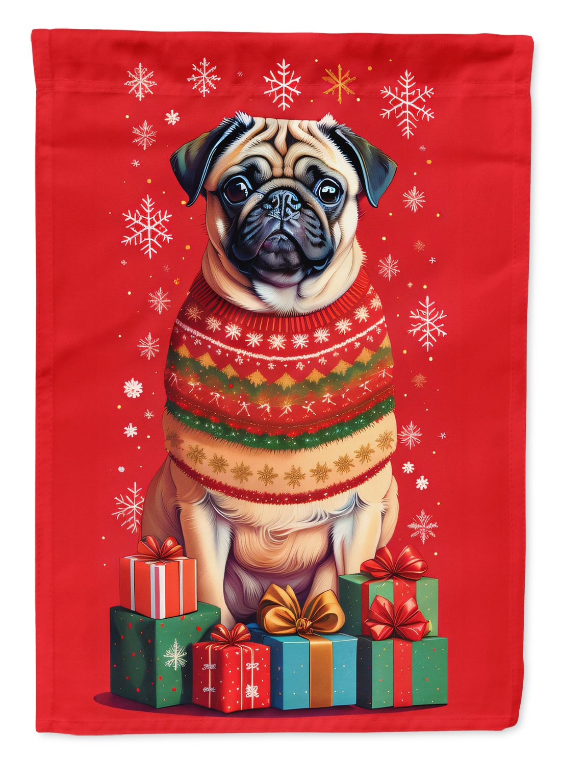 Buy this Fawn Pug Holiday Christmas House Flag