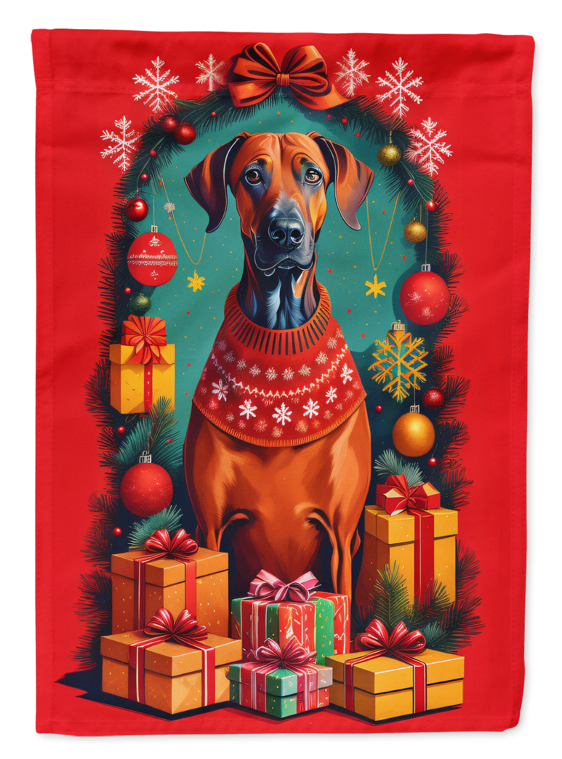 Buy this Rhodesian Ridgeback Holiday Christmas Garden Flag