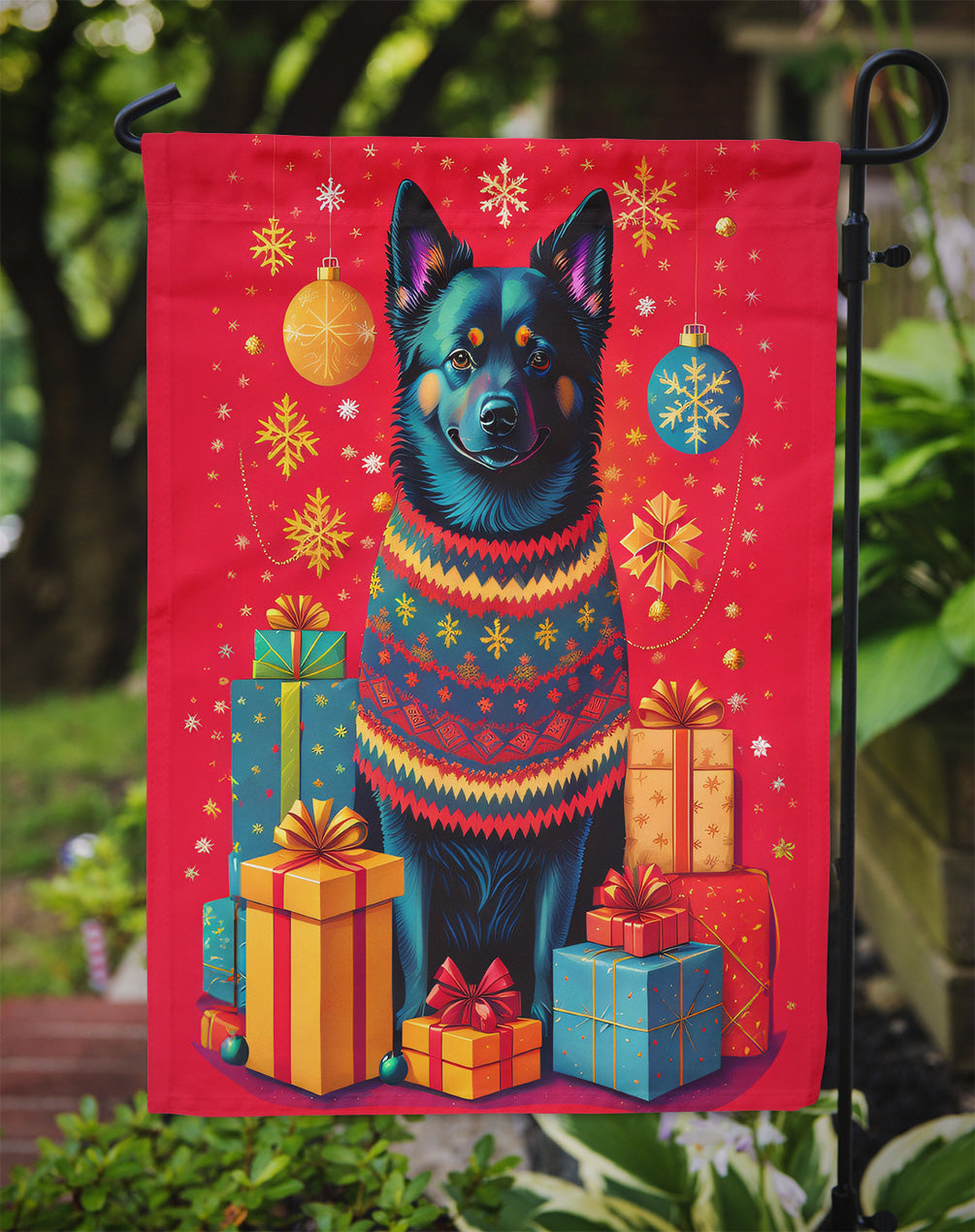 Schipperke Holiday Christmas Garden Flag