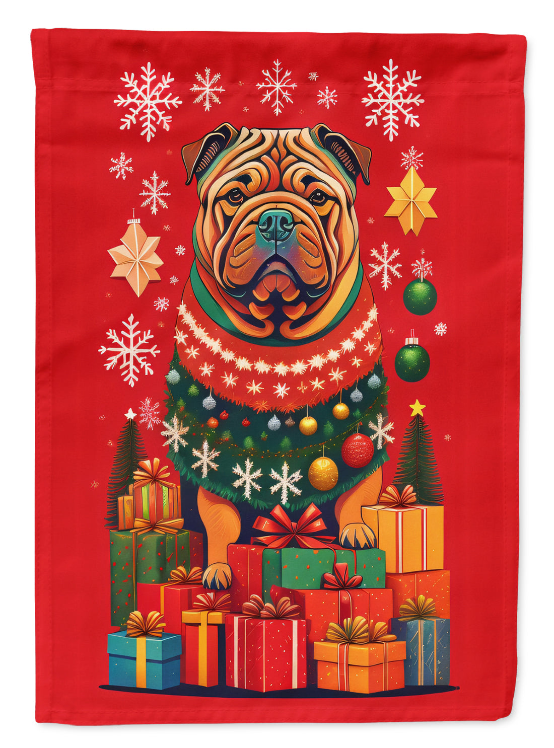 Buy this Shar Pei Holiday Christmas House Flag