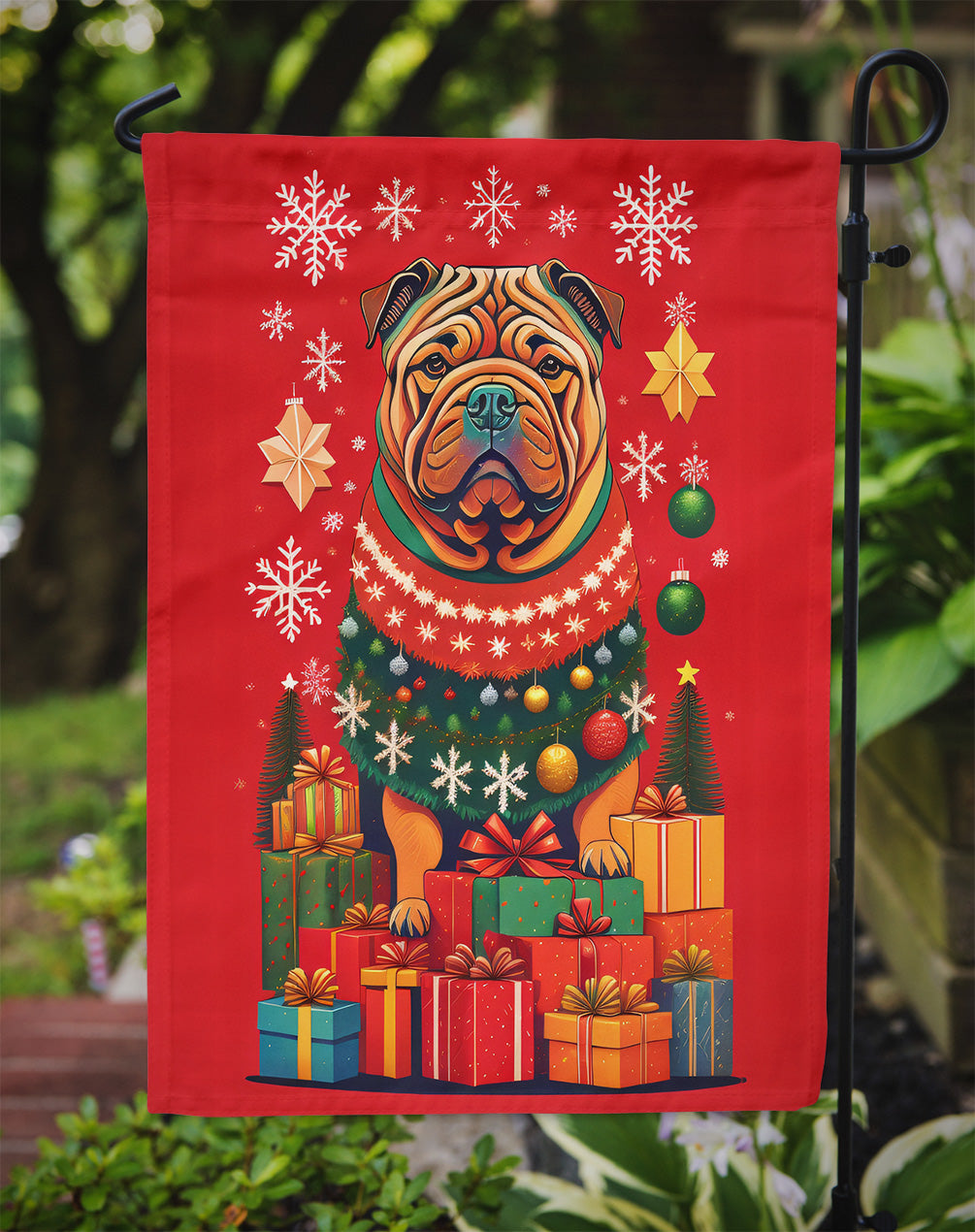 Shar Pei Holiday Christmas Garden Flag