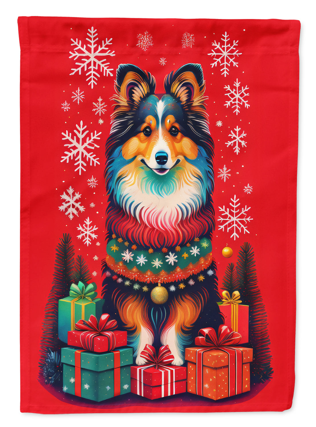 Buy this Sheltie Holiday Christmas House Flag