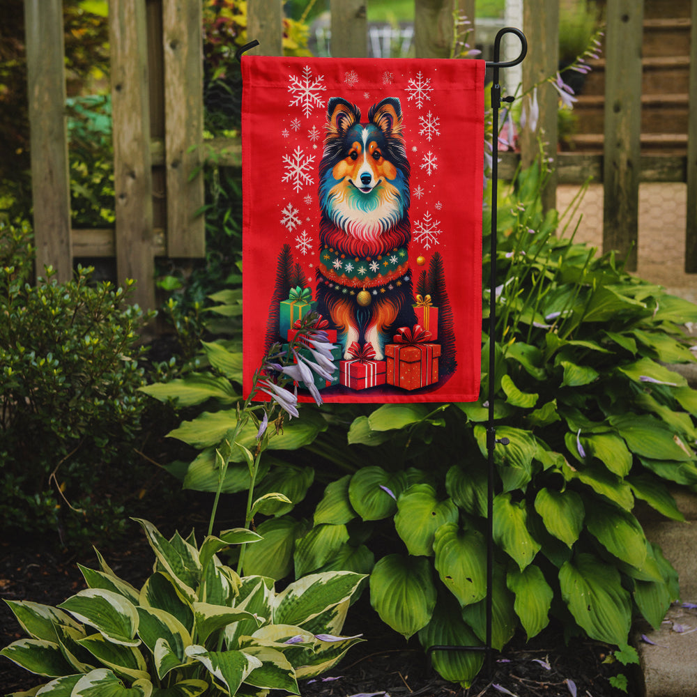 Sheltie Holiday Christmas Garden Flag