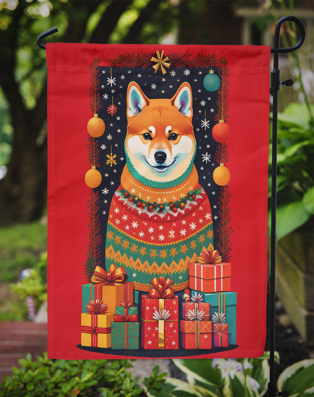 Shiba Inu Holiday Christmas Garden Flag