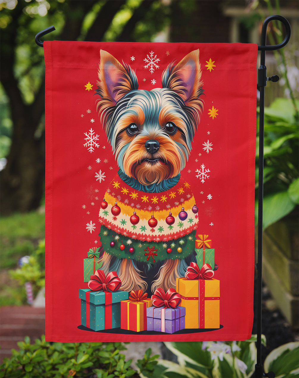 Yorkshire Terrier Holiday Christmas Garden Flag