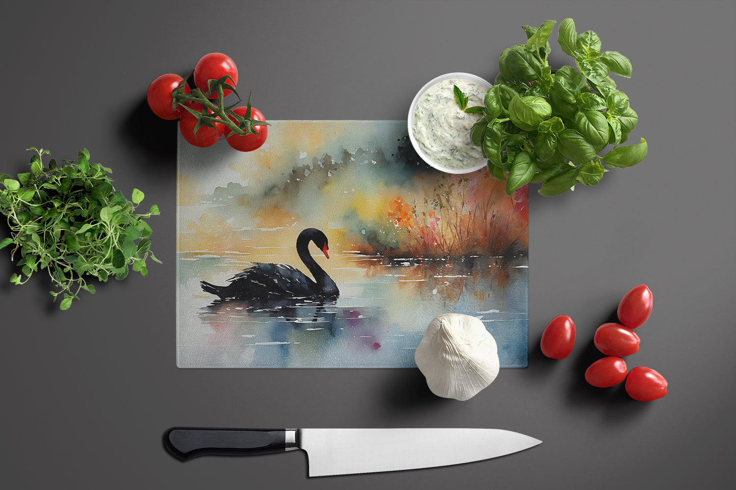 Black Swan Glass Cutting Board