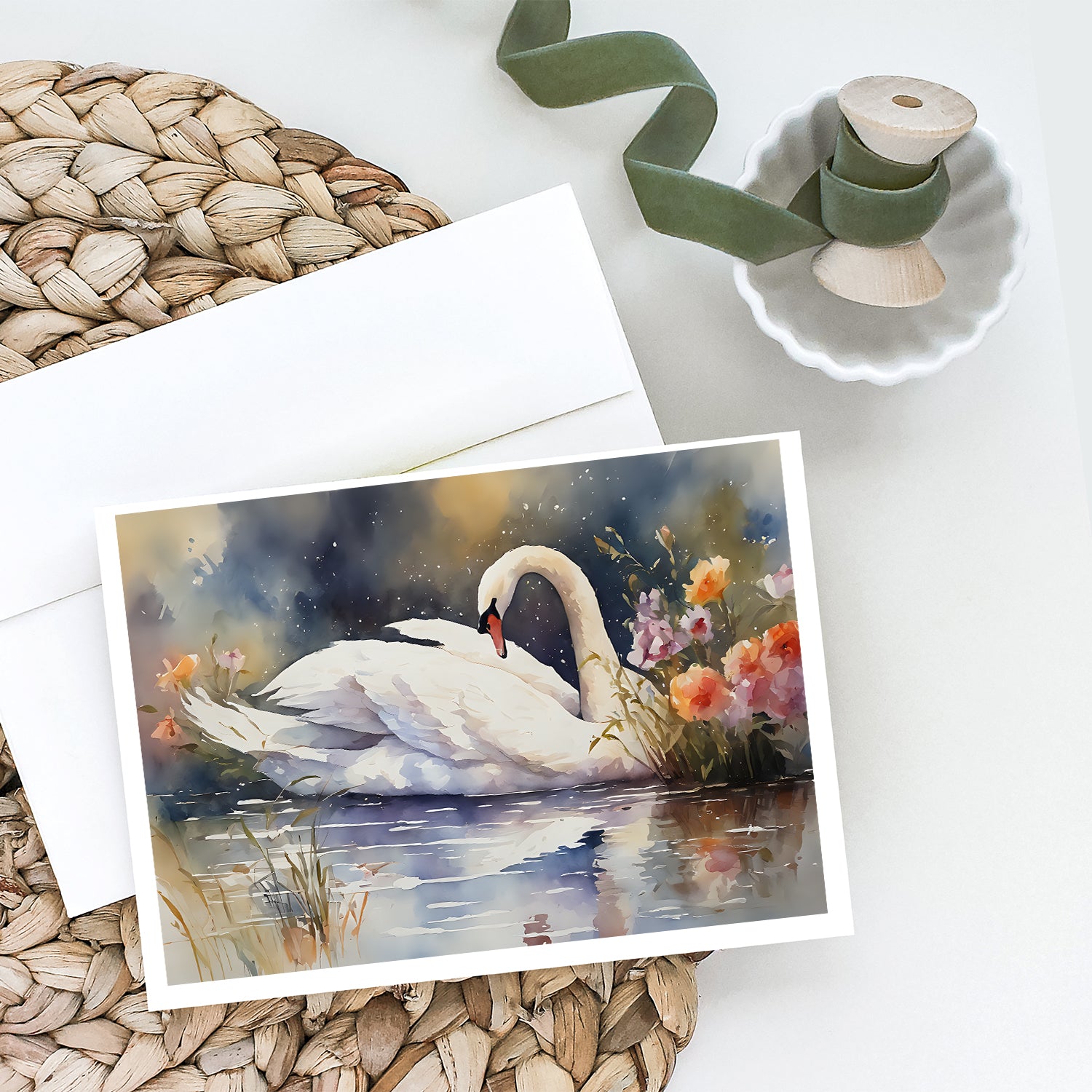 Swan Greeting Cards Pack of 8