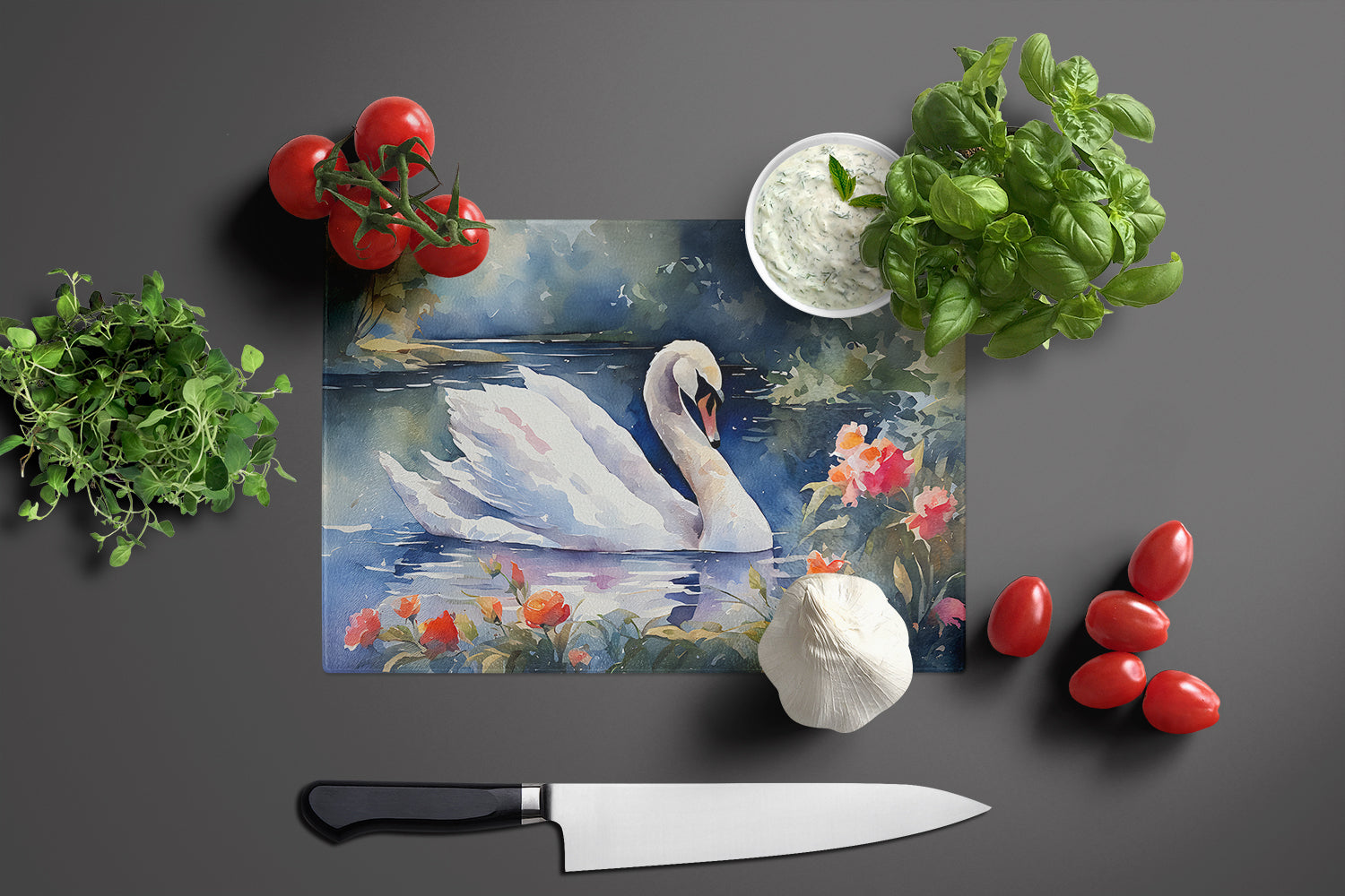 Swan Glass Cutting Board