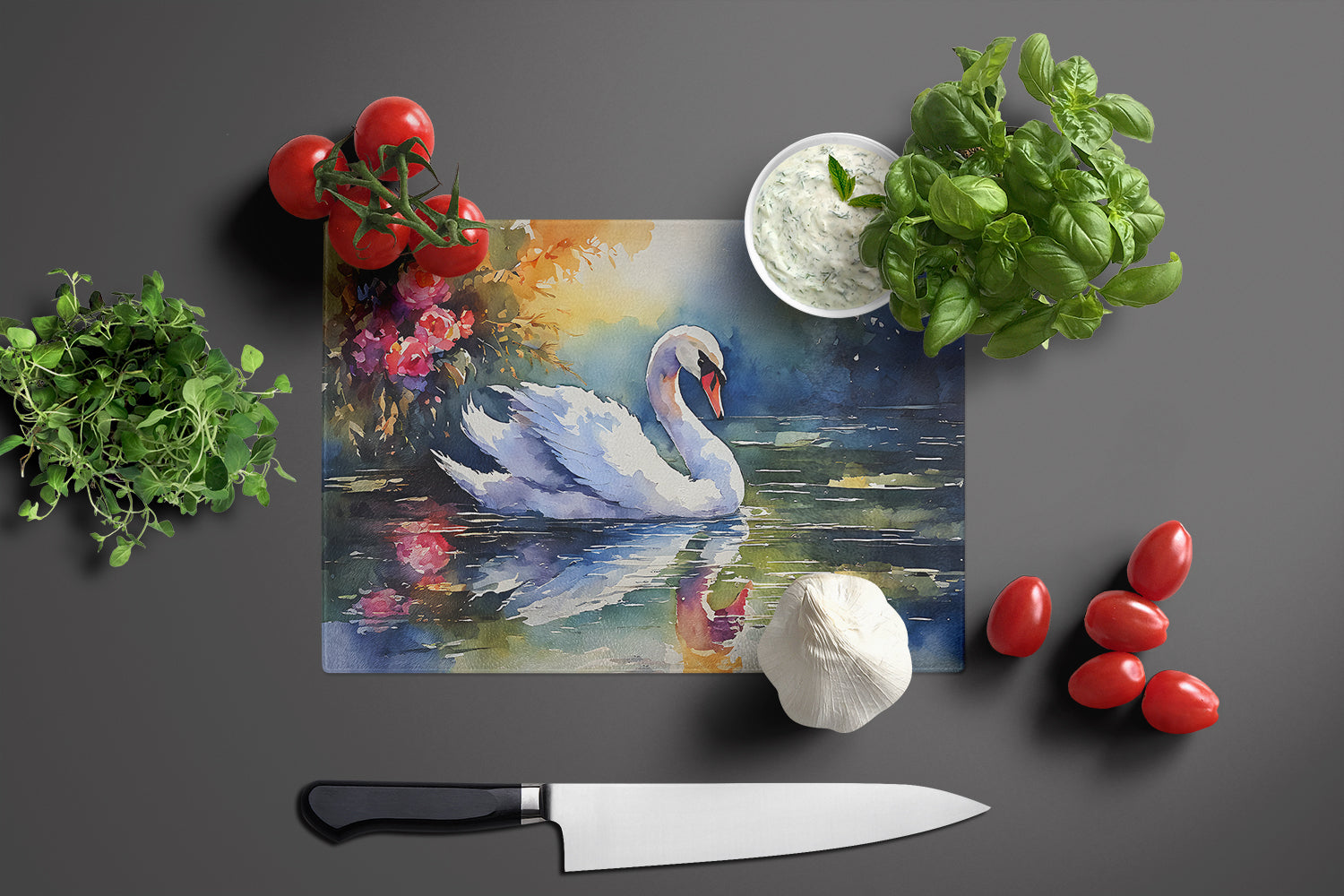 Swan Glass Cutting Board