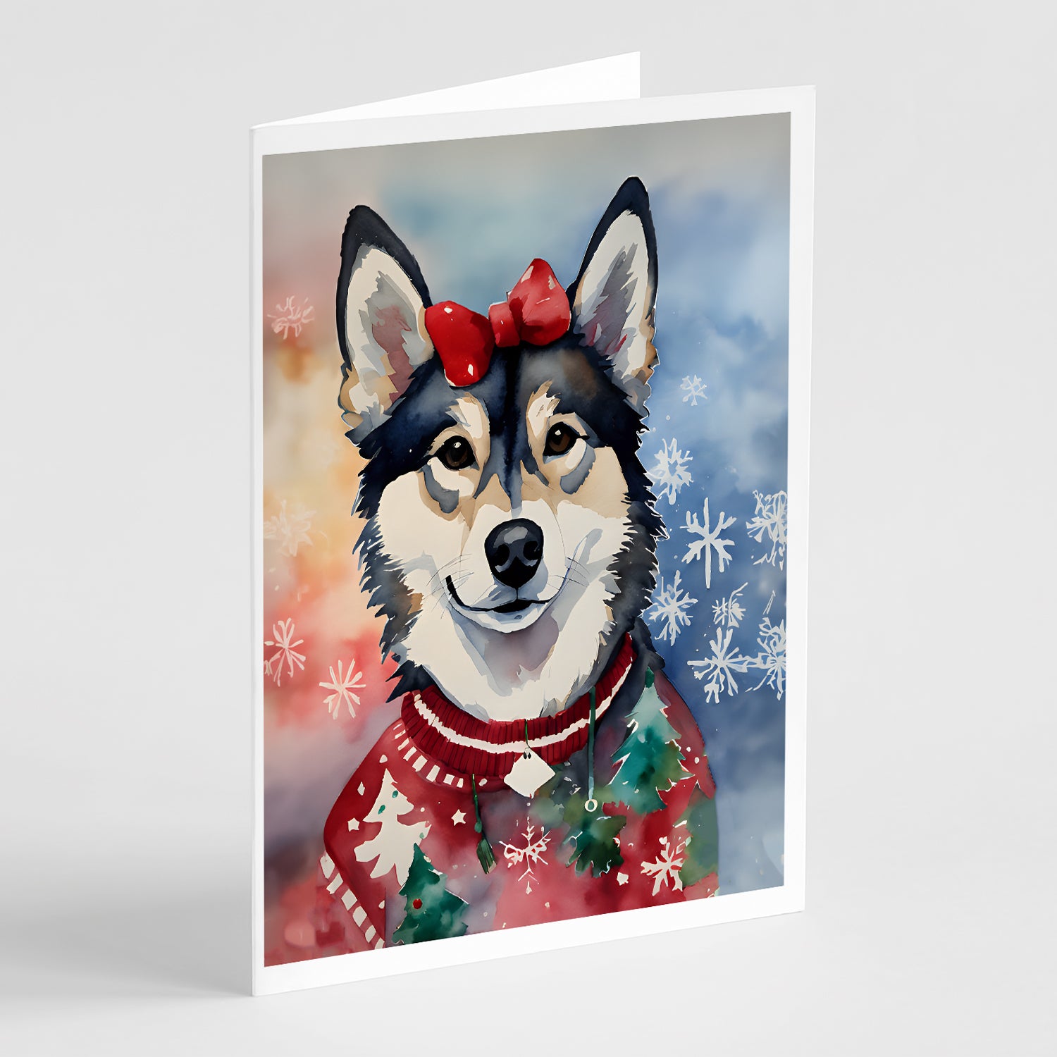 Buy this Alaskan Klee Kai Christmas Greeting Cards Pack of 8