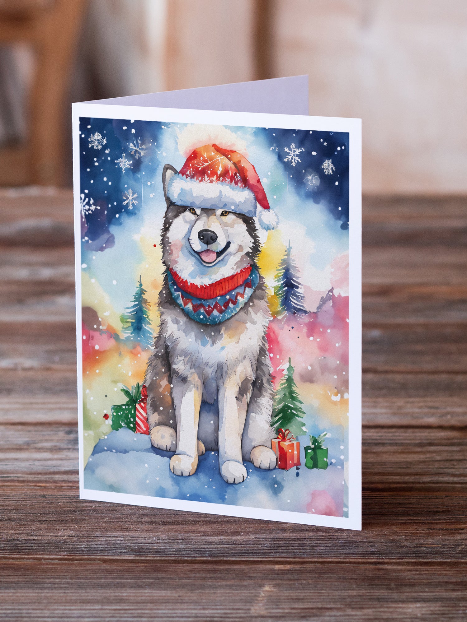 Buy this Alaskan Malamute Christmas Greeting Cards Pack of 8