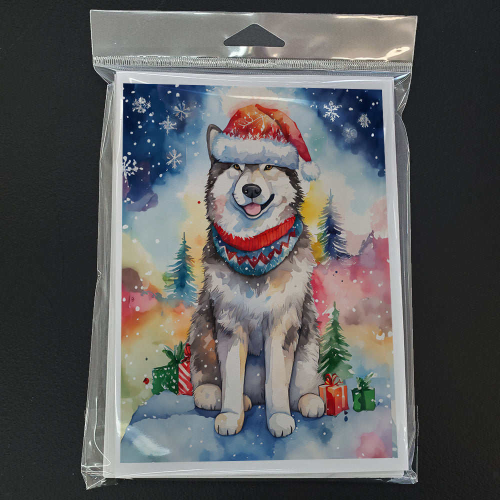 Alaskan Malamute Christmas Greeting Cards Pack of 8