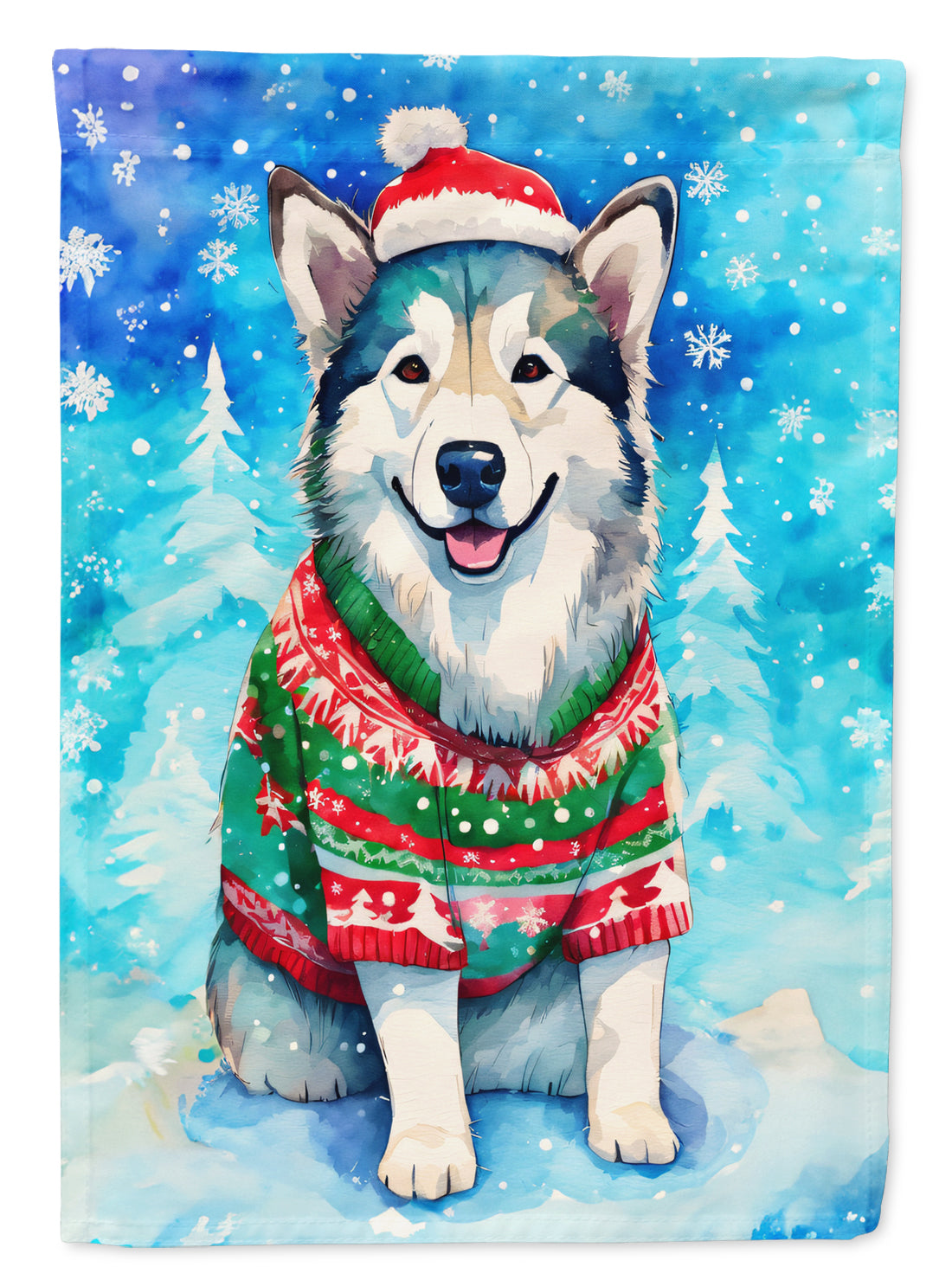 Buy this Alaskan Malamute Christmas House Flag