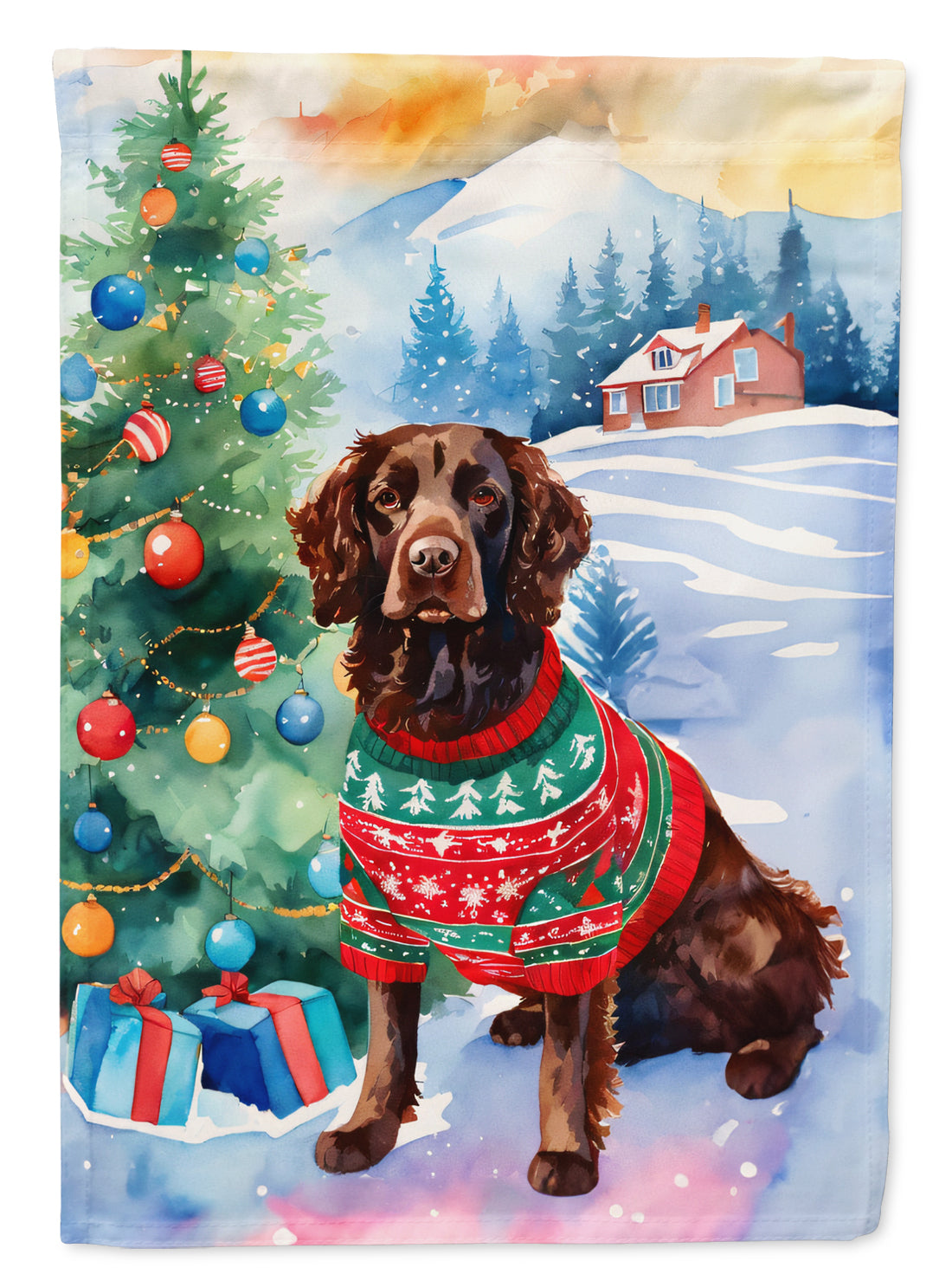 Buy this American Water Spaniel Christmas House Flag