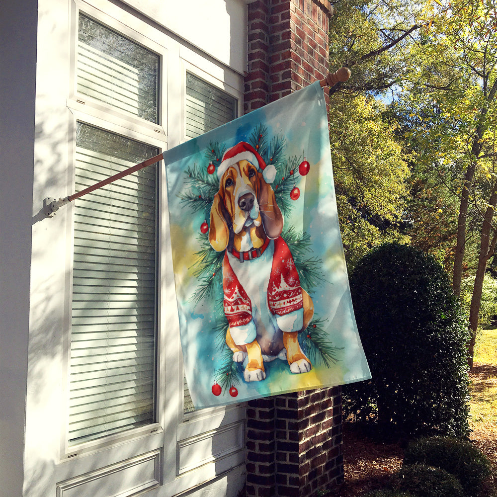 Buy this Basset Hound Christmas House Flag