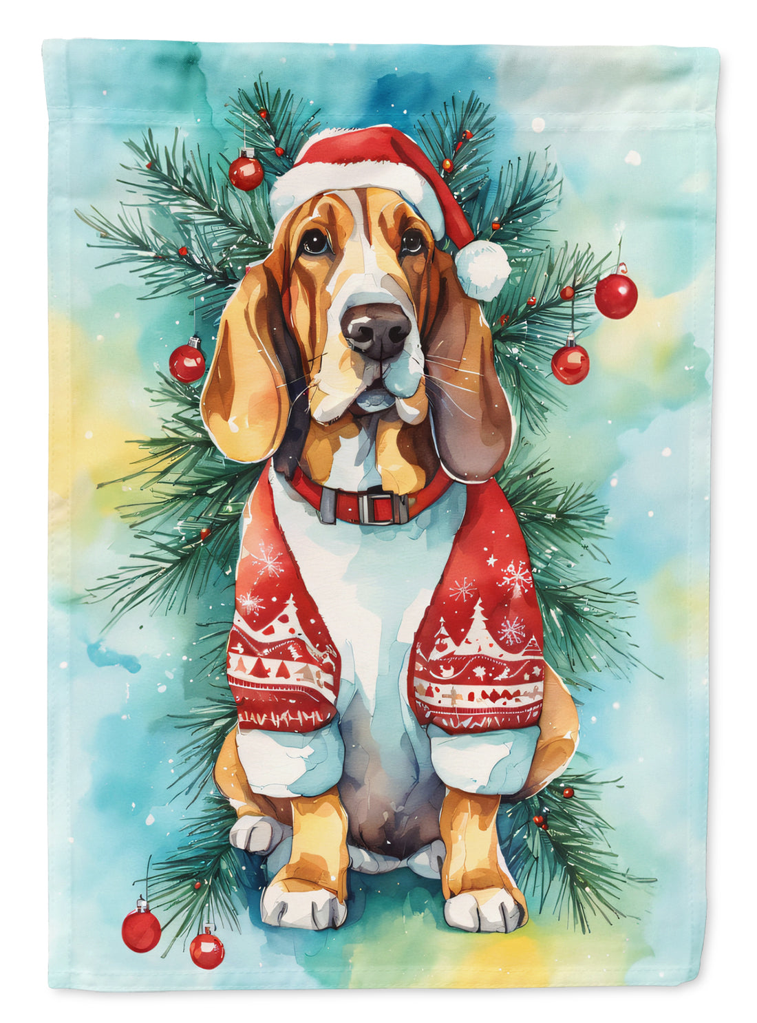 Buy this Basset Hound Christmas House Flag