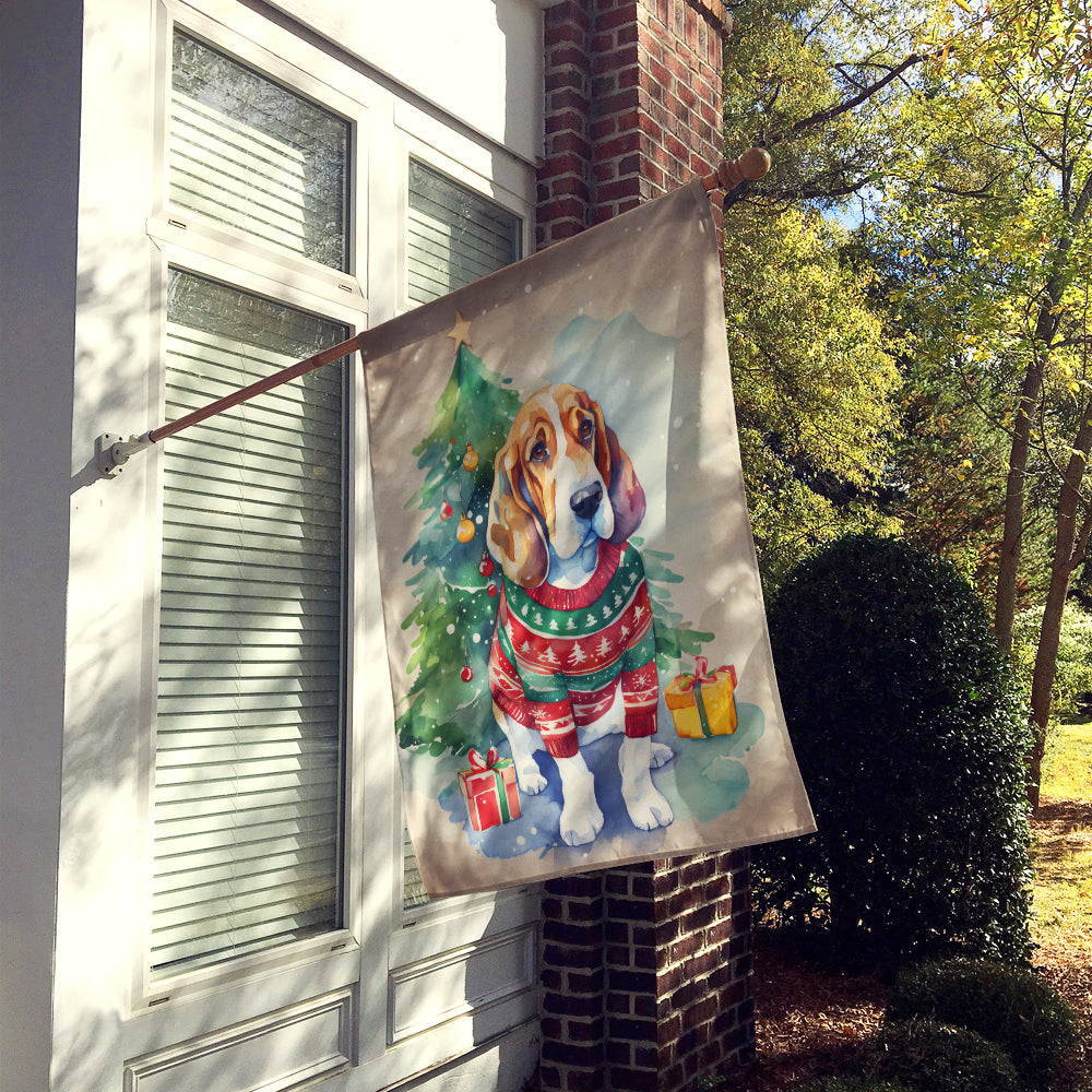 Basset Hound Christmas House Flag