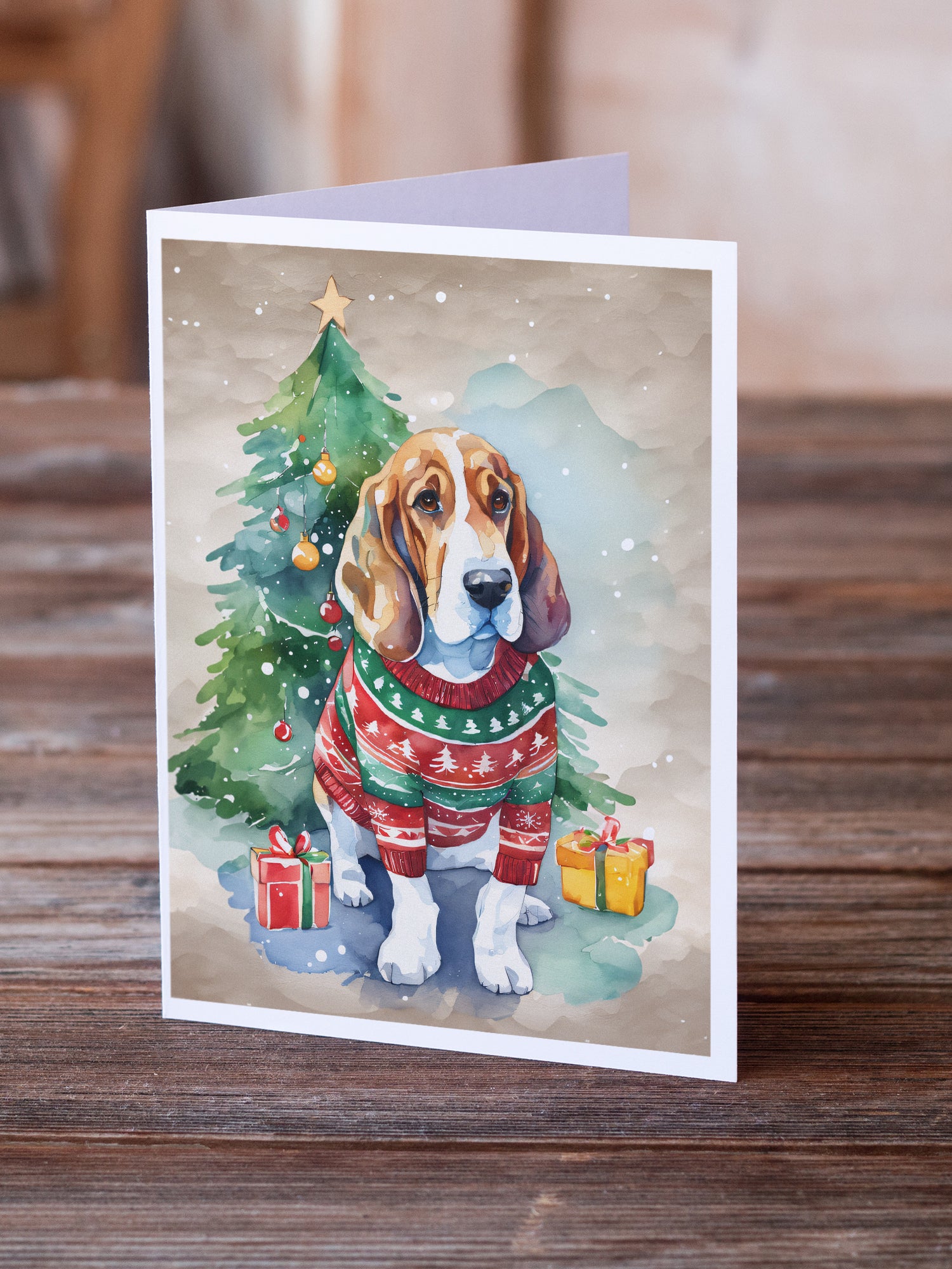 Buy this Basset Hound Christmas Greeting Cards Pack of 8