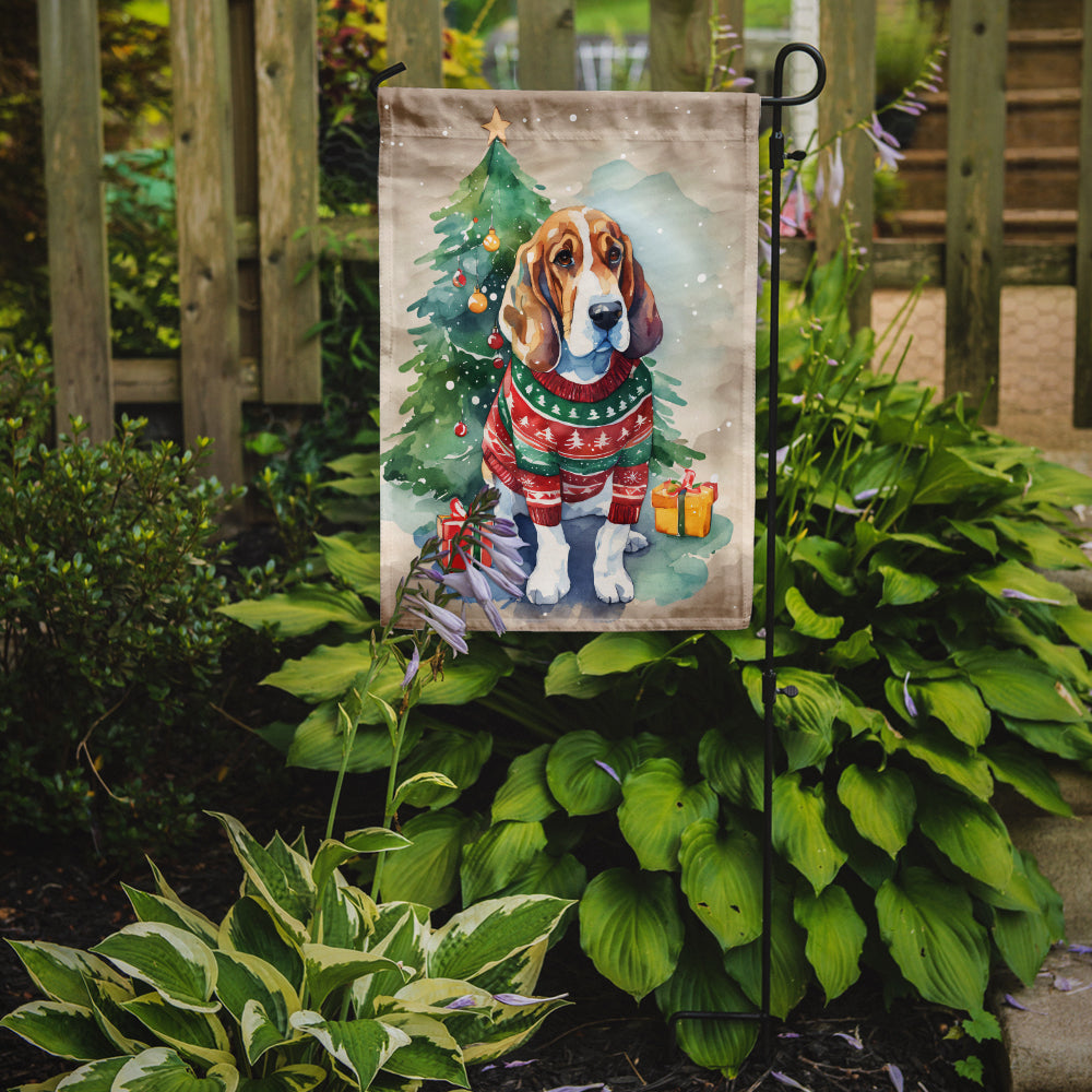 Basset Hound Christmas Garden Flag