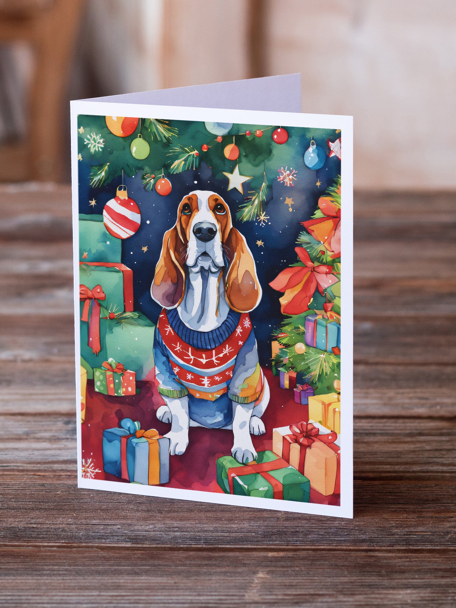 Buy this Basset Hound Christmas Greeting Cards Pack of 8