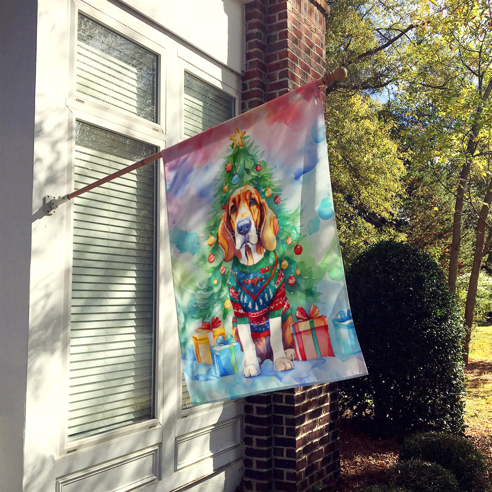 Buy this Basset Hound Christmas House Flag