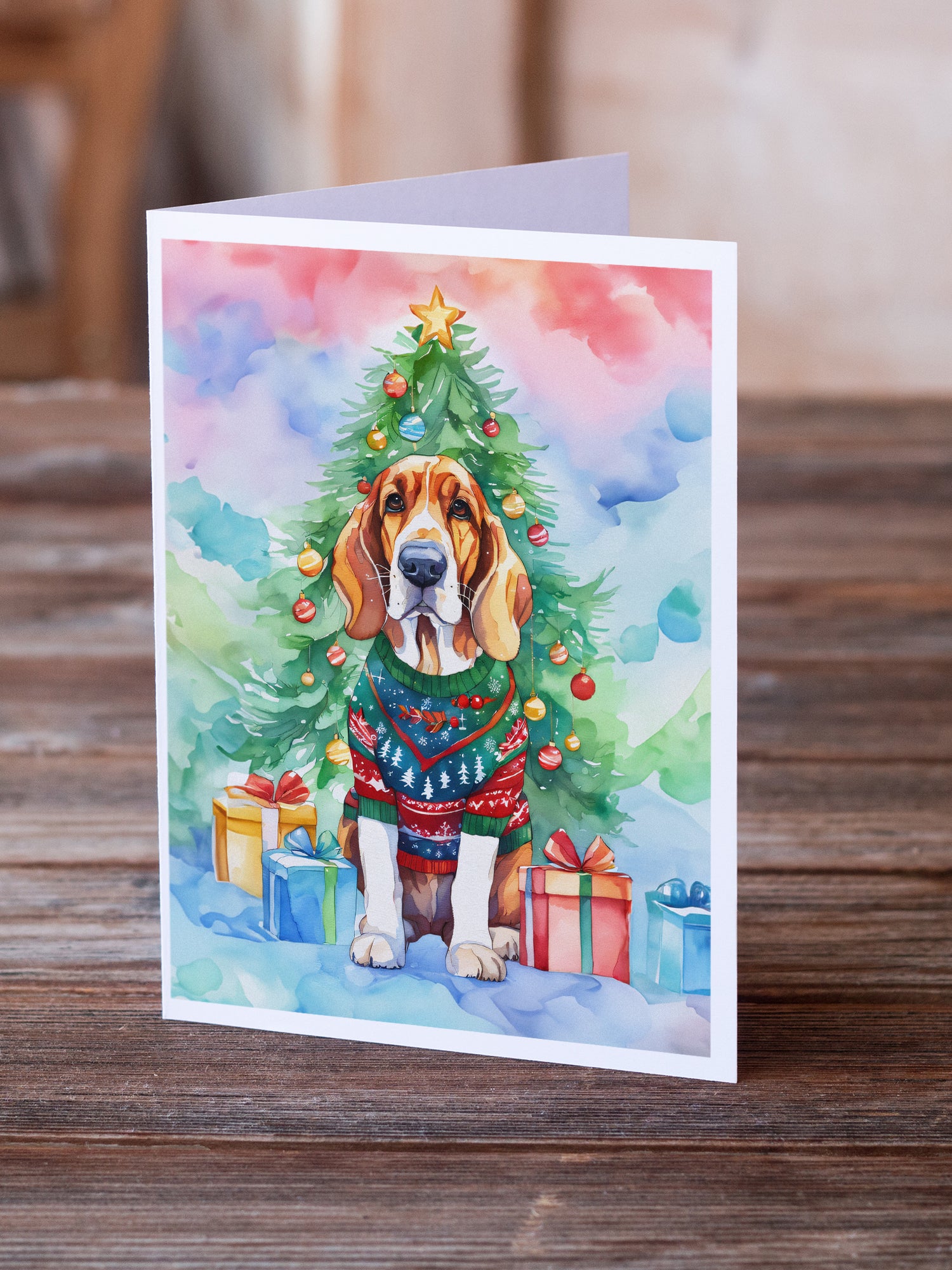 Buy this Basset Hound Christmas Greeting Cards Pack of 8