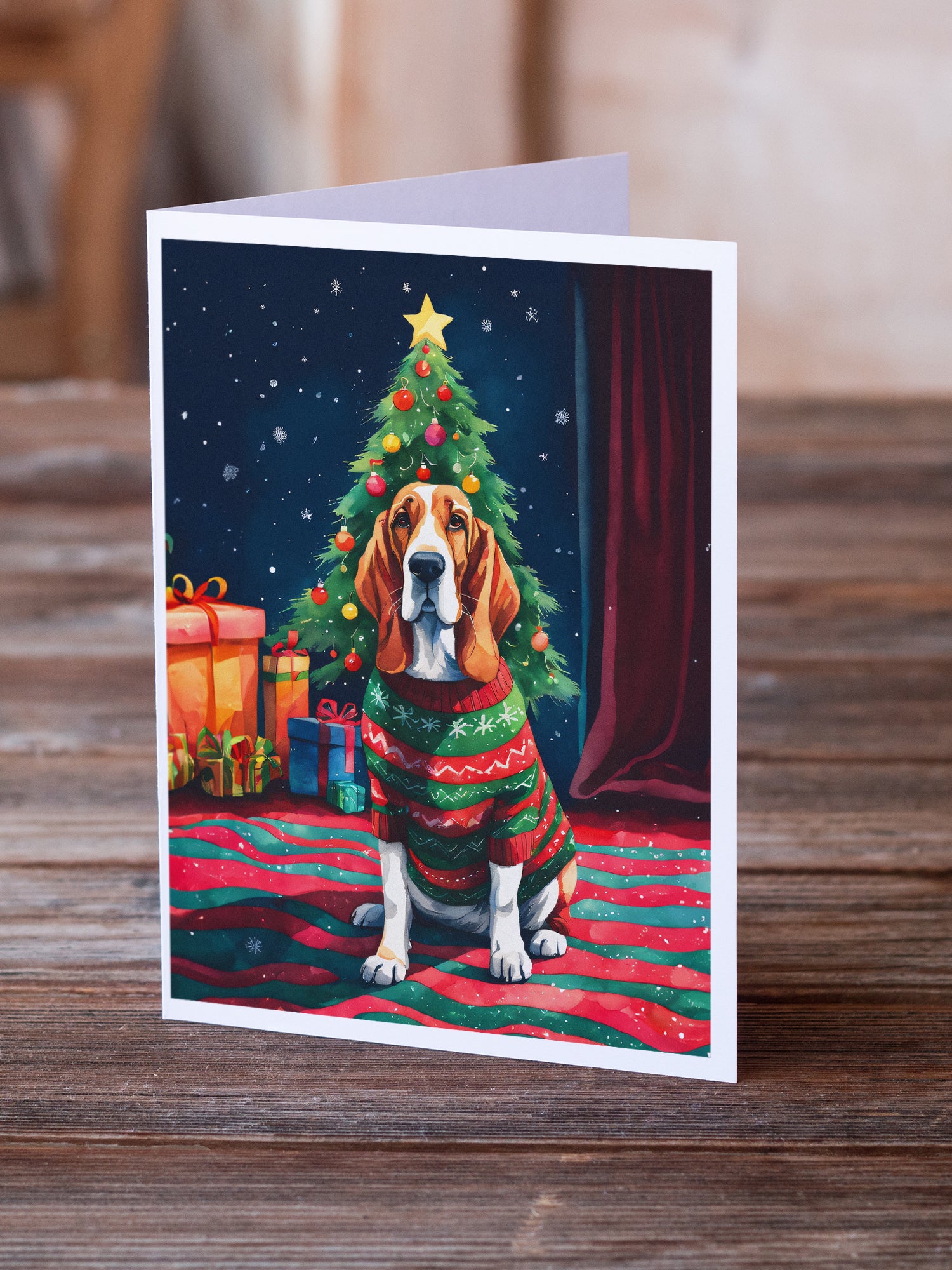 Buy this Basset Hound Christmas Greeting Cards Pack of 8