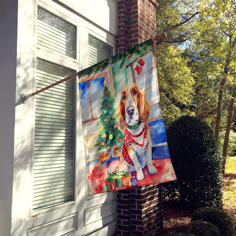 Basset Hound Christmas House Flag