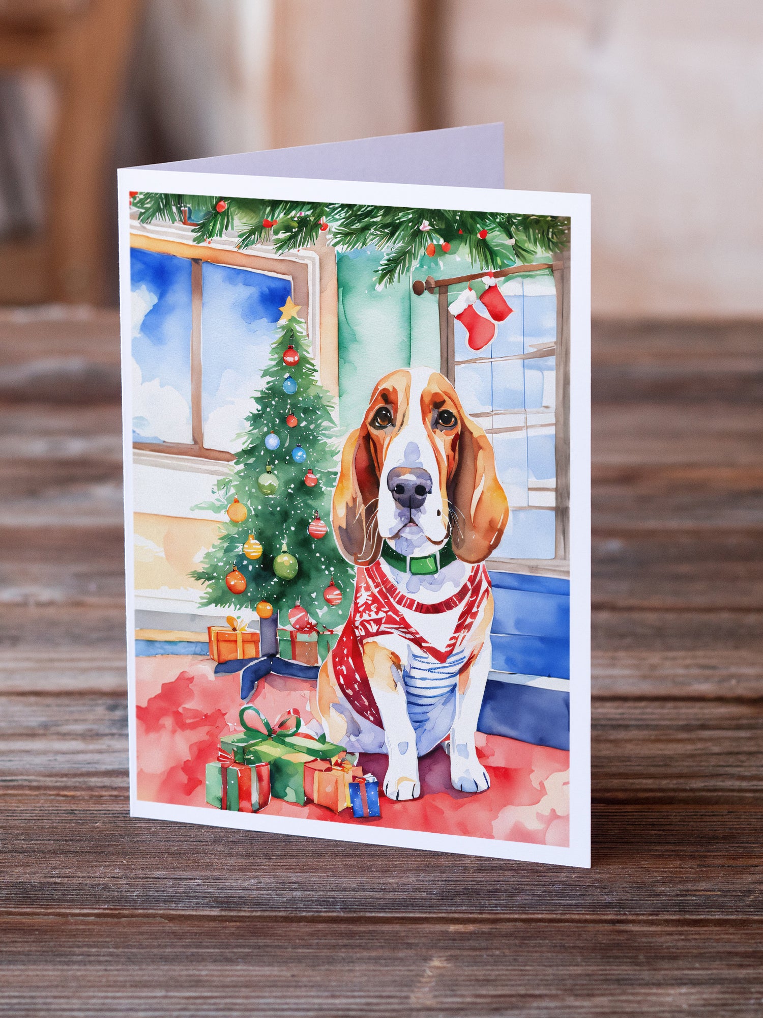 Buy this Basset Hound Christmas Greeting Cards Pack of 8