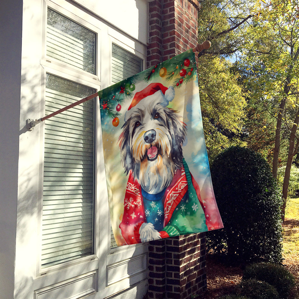 Bearded Collie Christmas House Flag