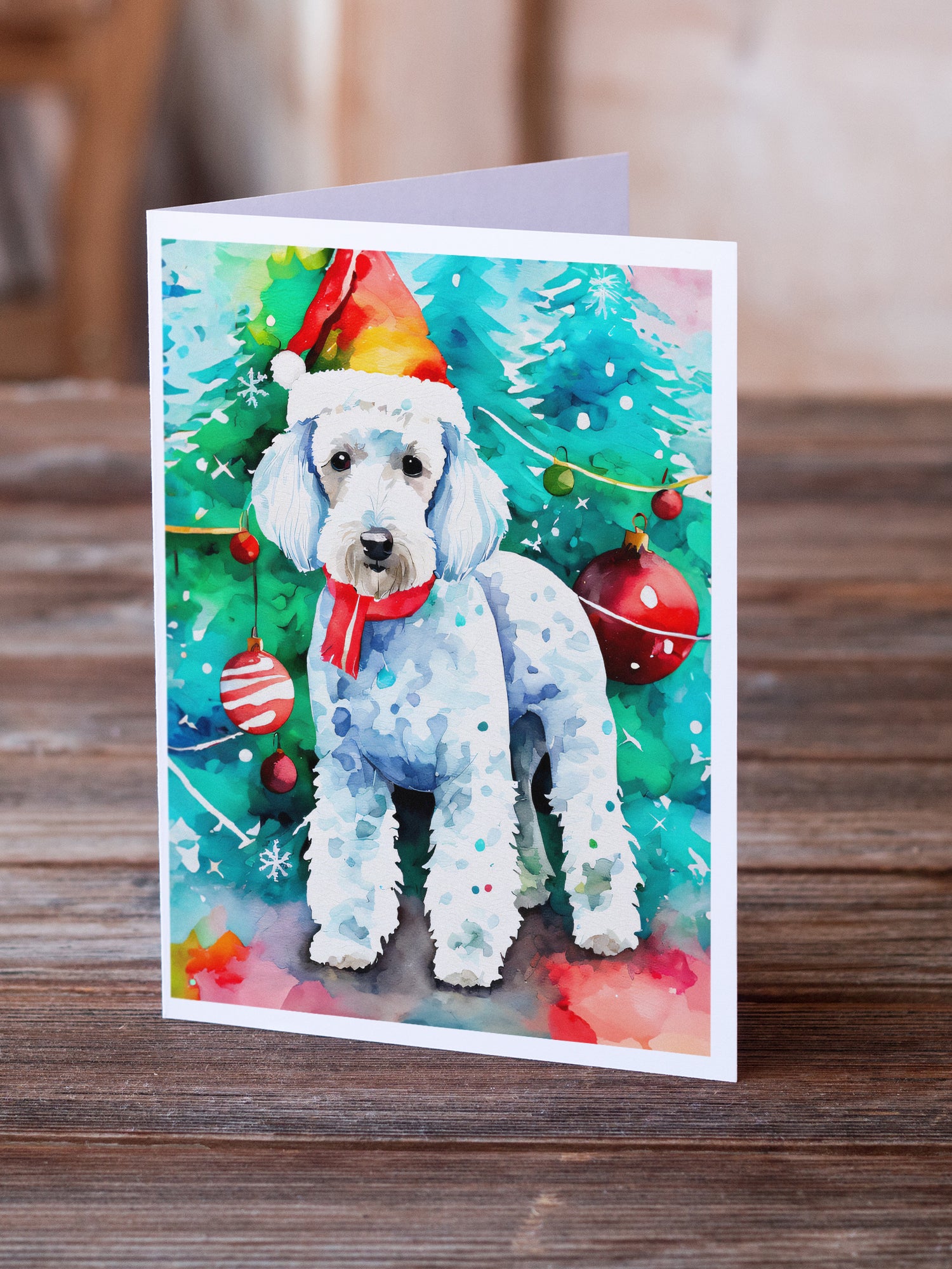 Buy this Bedlington Terrier Christmas Greeting Cards Pack of 8