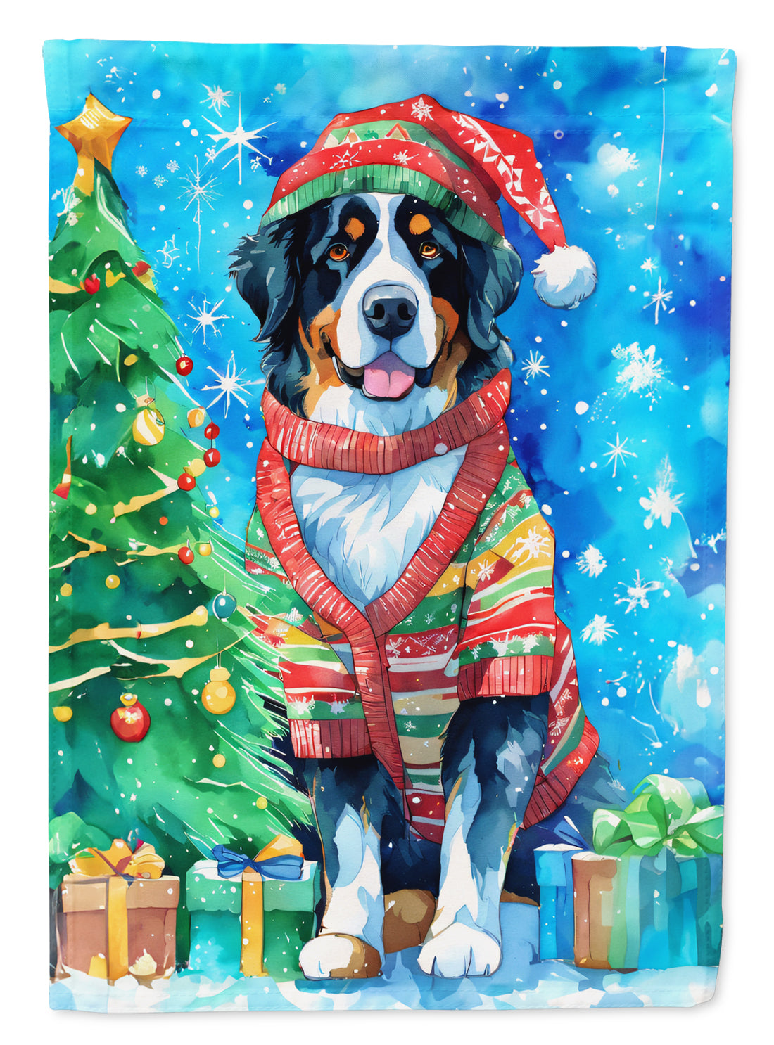 Buy this Bernese Mountain Dog Christmas House Flag