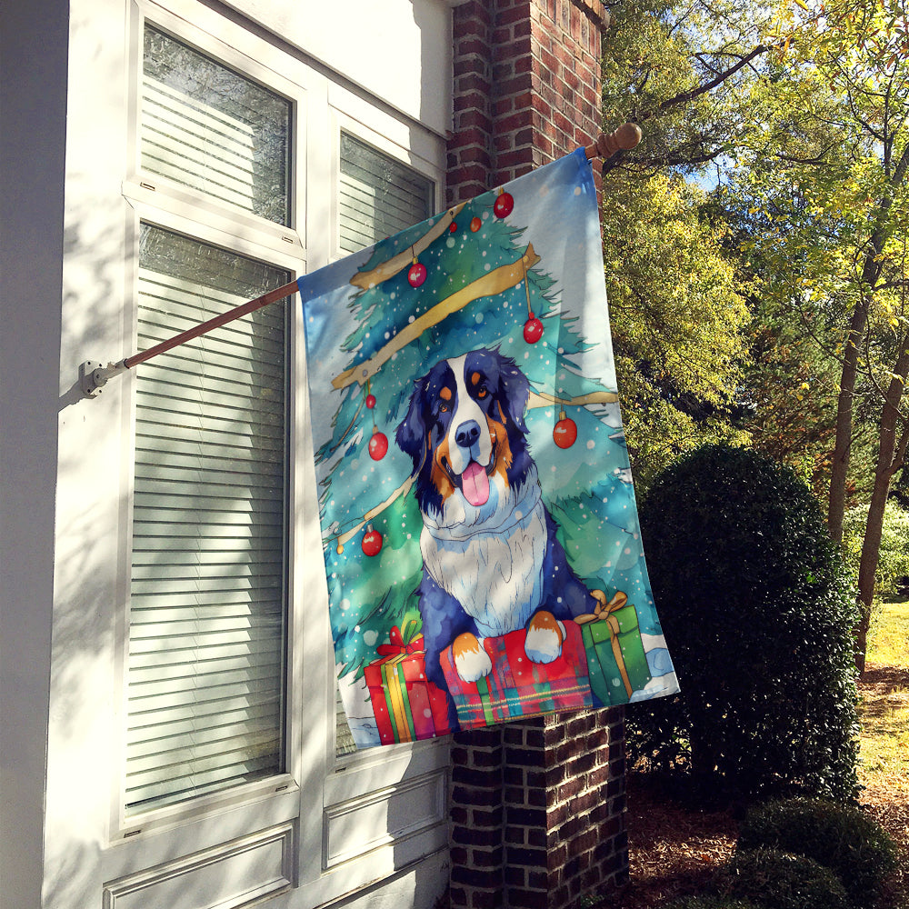 Bernese Mountain Dog Christmas House Flag