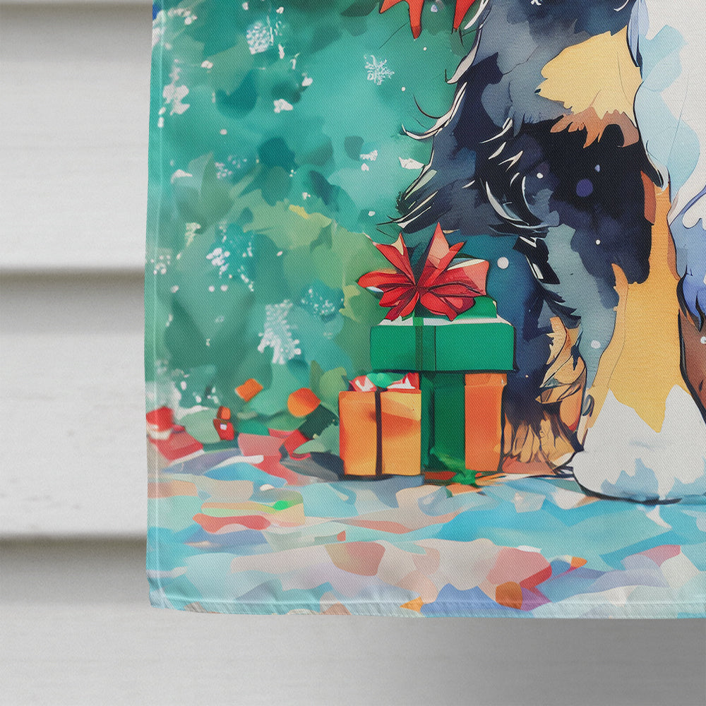 Bernese Mountain Dog Christmas House Flag