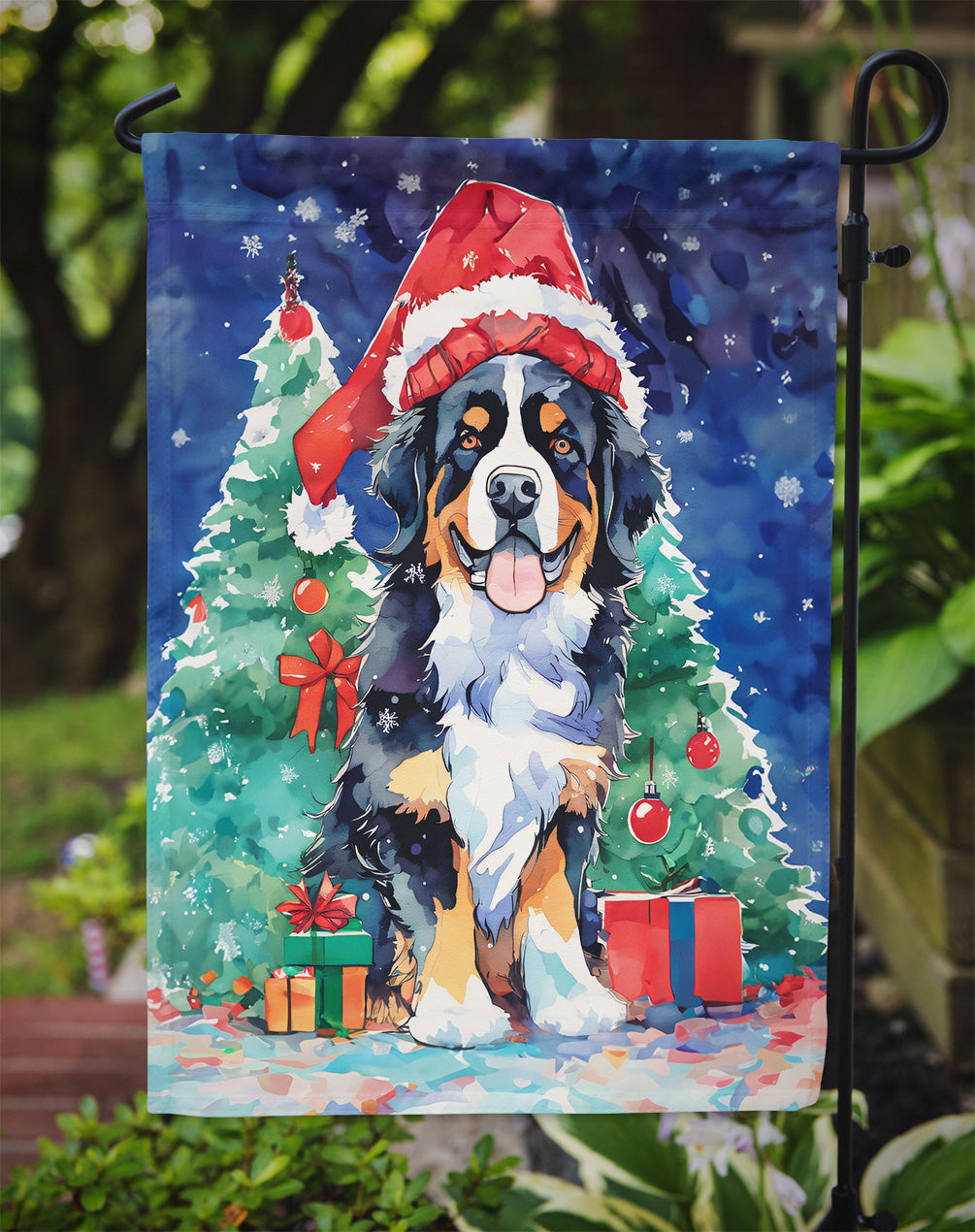 Bernese Mountain Dog Christmas Garden Flag