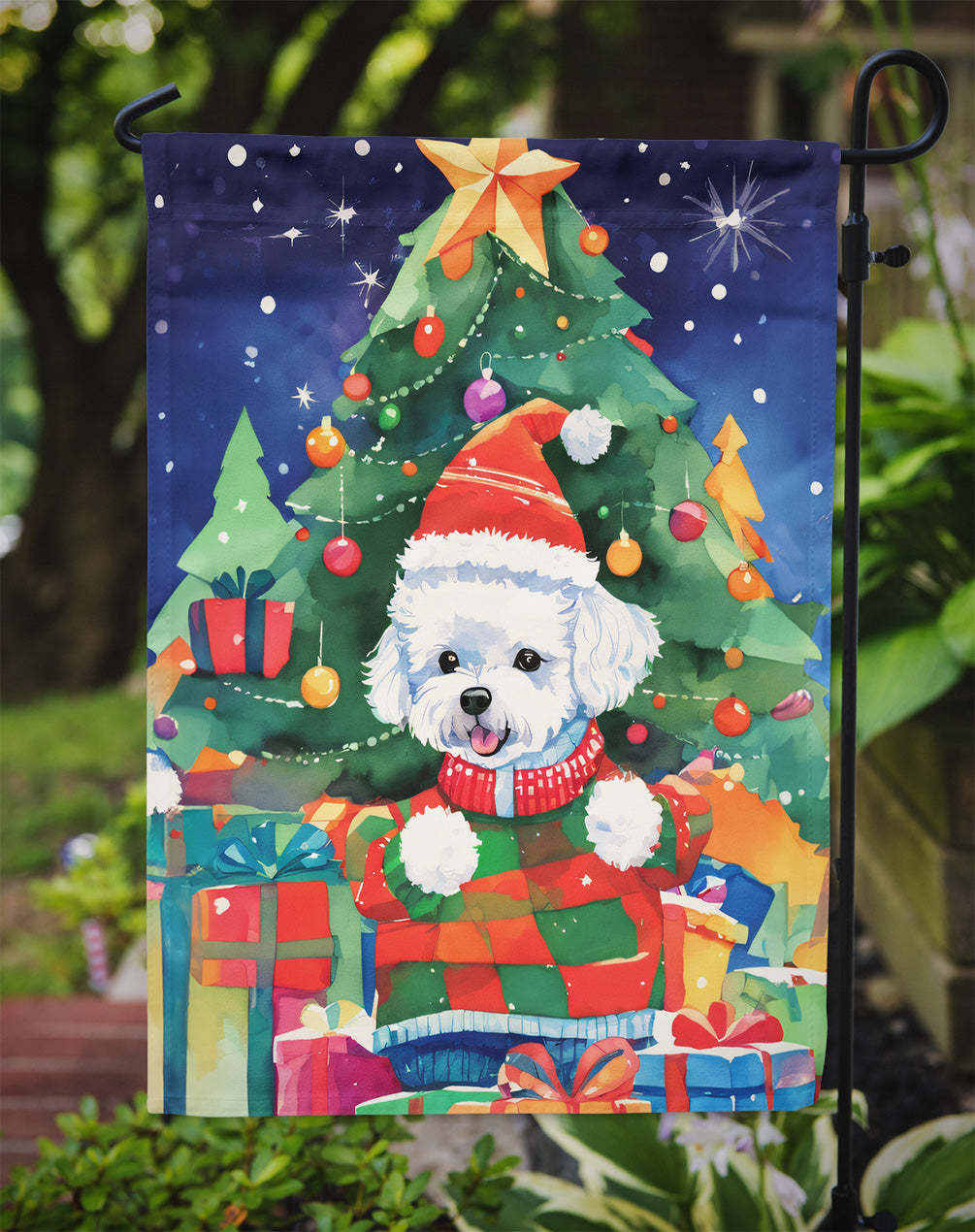 Bichon Frise Christmas Garden Flag