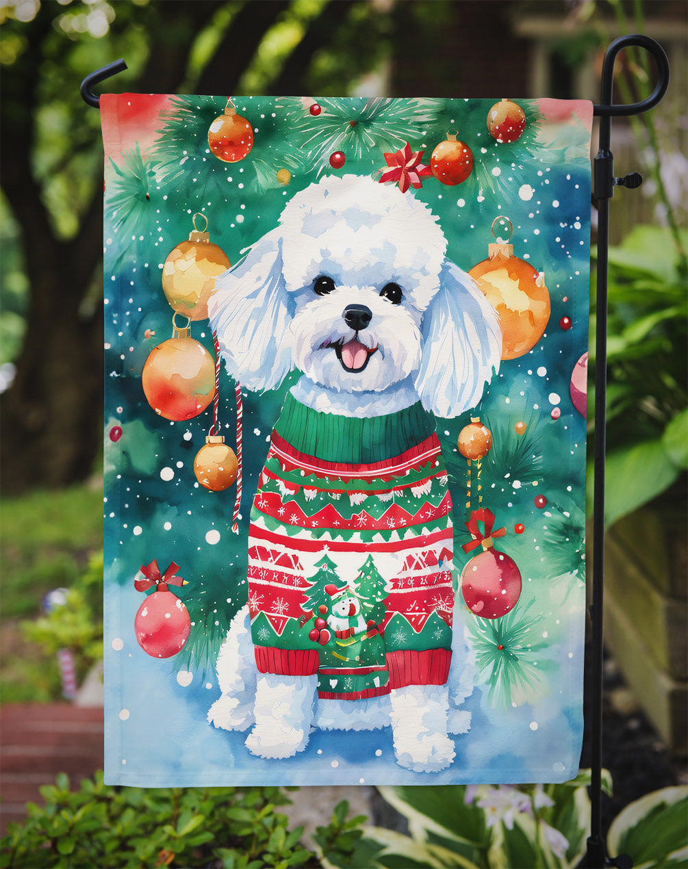 Bichon Frise Christmas Garden Flag