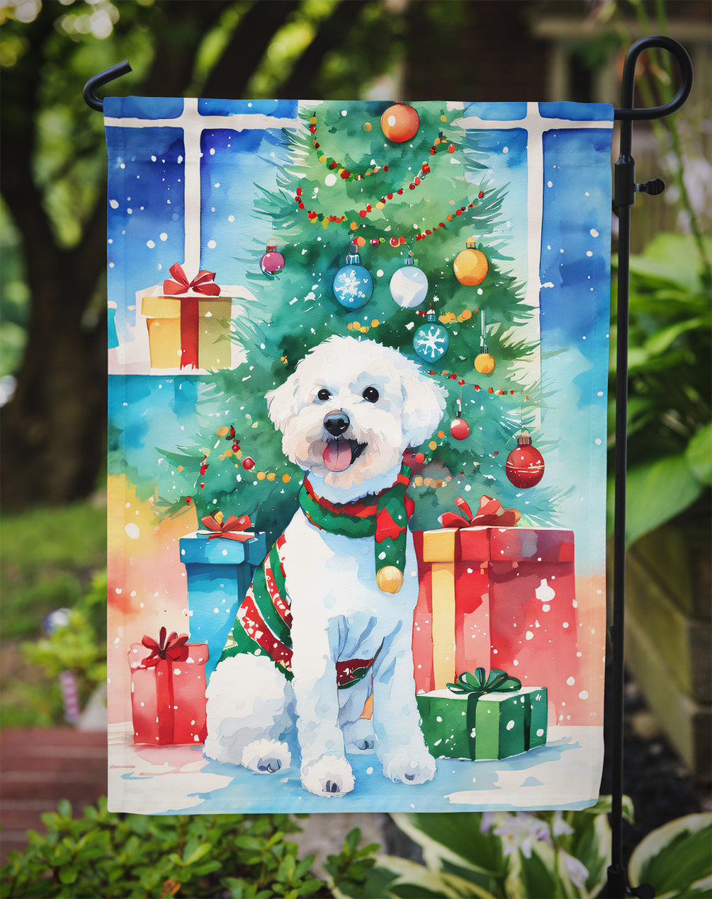 Bichon Frise Christmas Garden Flag