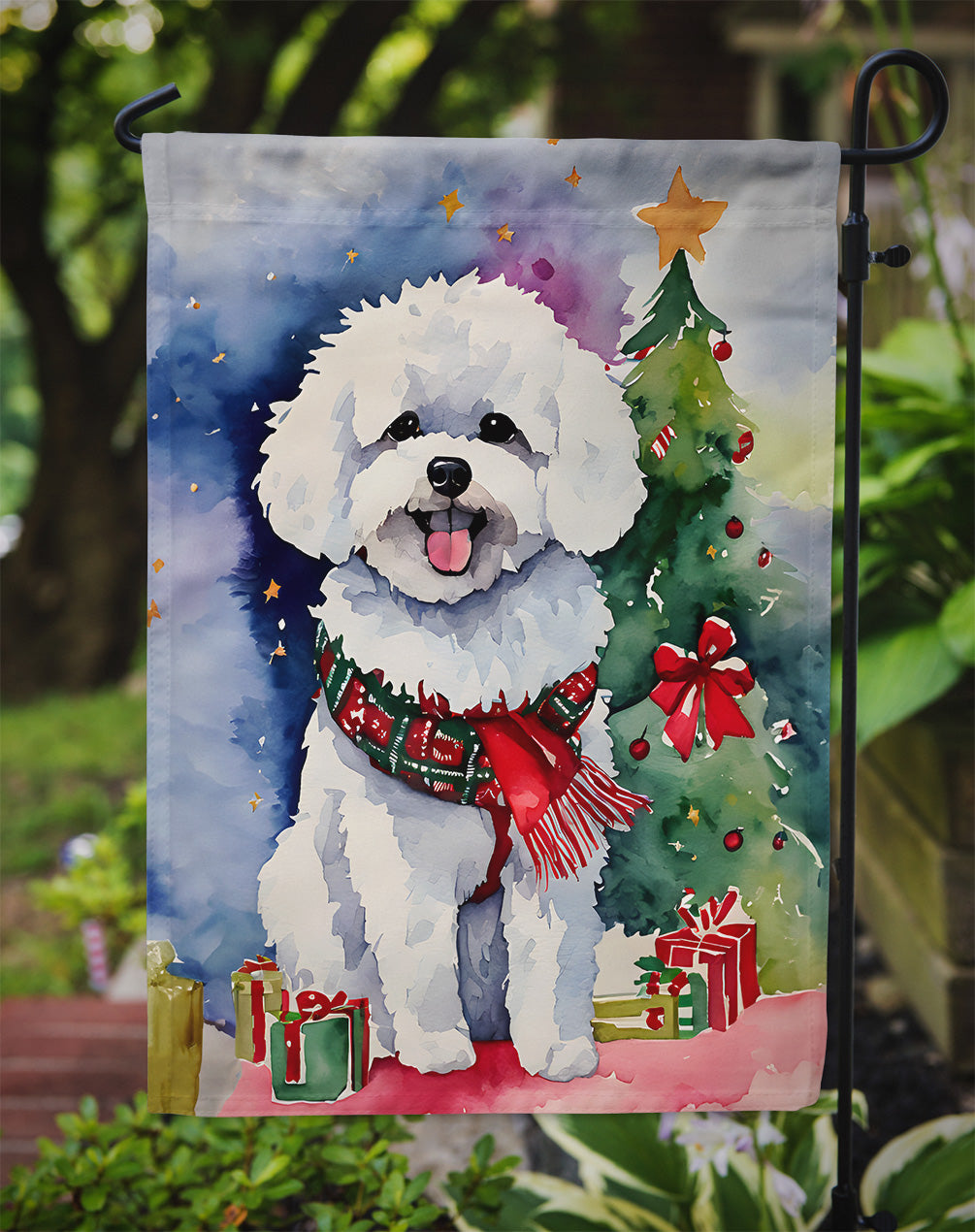 Bichon Frise Christmas Garden Flag