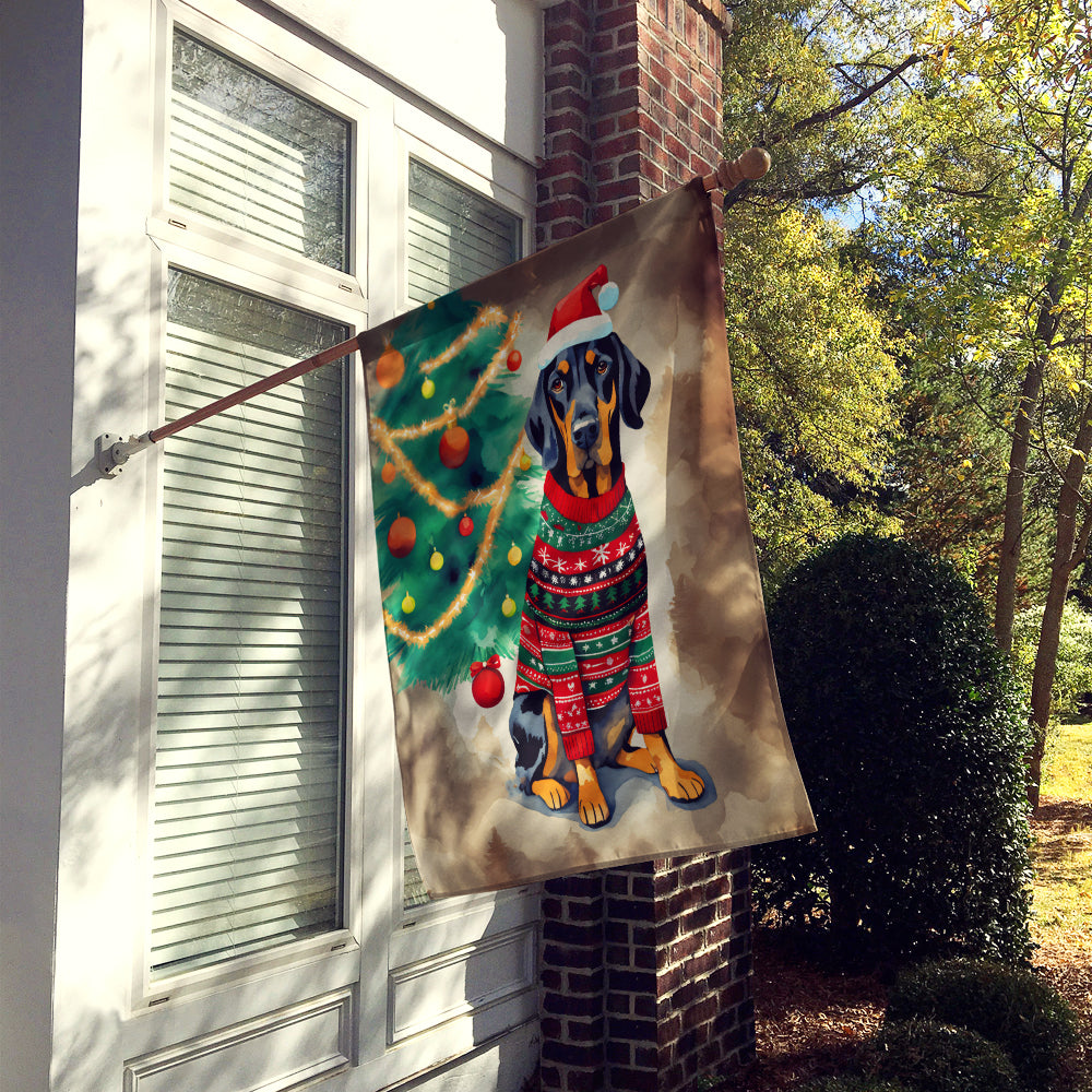 Buy this Black and Tan Coonhound Christmas House Flag