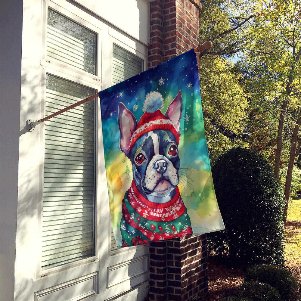 Buy this Boston Terrier Christmas House Flag