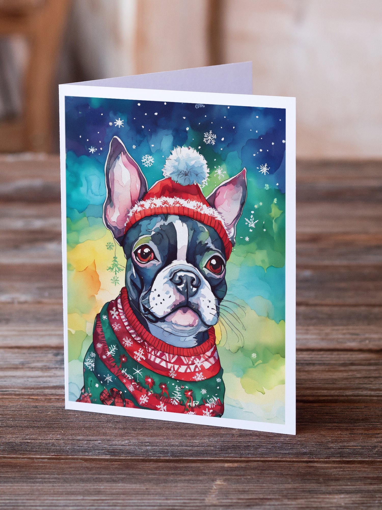 Buy this Boston Terrier Christmas Greeting Cards Pack of 8