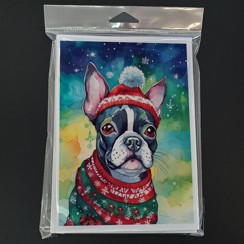 Boston Terrier Christmas Greeting Cards Pack of 8